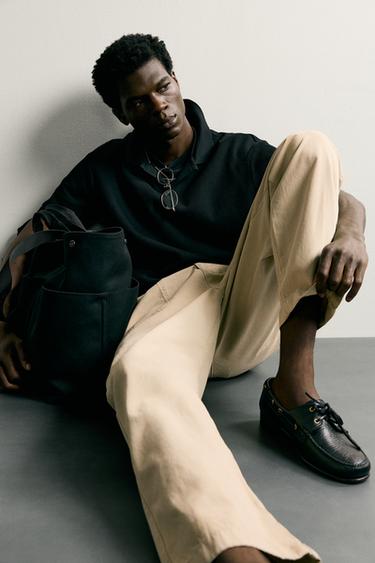 VERTICAL TEXTURE POLO SHIRT - Black by Zara