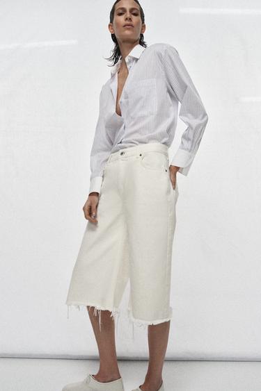 STRIPED SHIRT WITH CONTRAST COLLAR ZW COLLECTION - striped by Zara