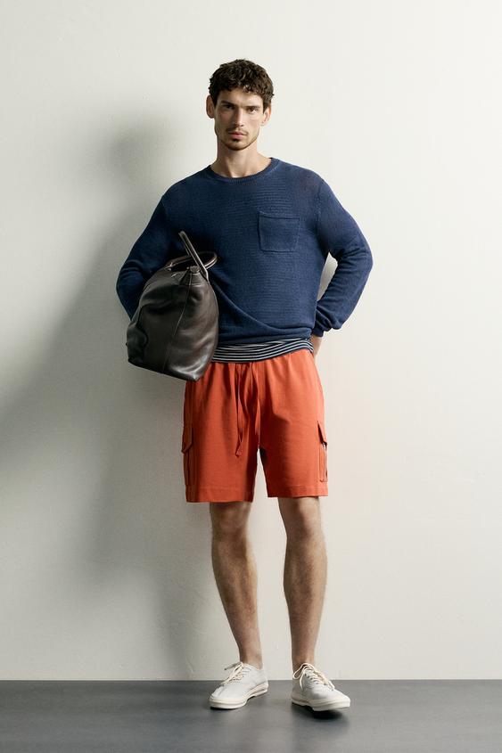 REGULAR FIT CARGO BERMUDA SHORTS - Orange by Zara - Image 0