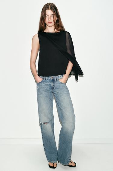BLOUSE WITH CAPE DETAIL - Black by Zara