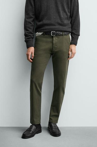 SKINNY FIT CHINO TROUSERS - Green by Zara