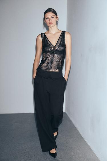 ZW COLLECTION BEADED TOP - Black by Zara