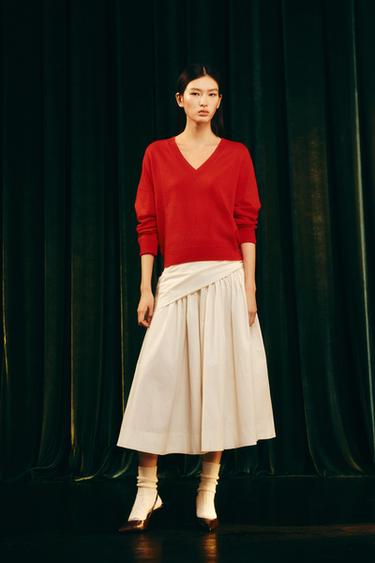 VOLUME SCARF MIDI SKIRT - Ecru by Zara