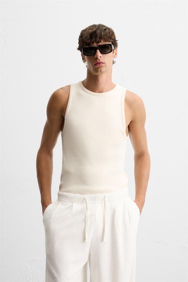 RIBBED TANK TOP - Beige by Zara