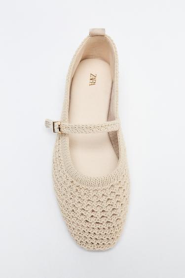 BRAIDED EFFECT FLAT BALLET FLATS - Ecru by Zara