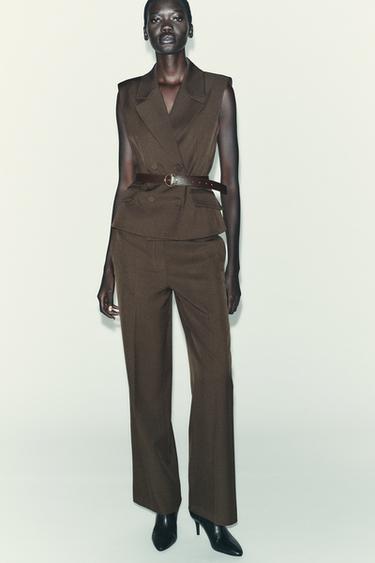 BELTED WAISTCOAT - brown vigore by Zara - Image 0