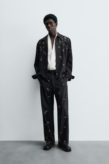 LIMITED EDITION SEQUIN FLOWING SHIRT - Dark navy by Zara