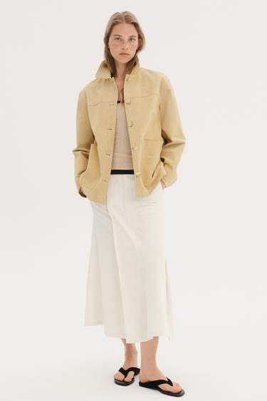 SUEDE LEATHER JACKET ZW COLLECTION LIMITED EDITION - Butter by Zara