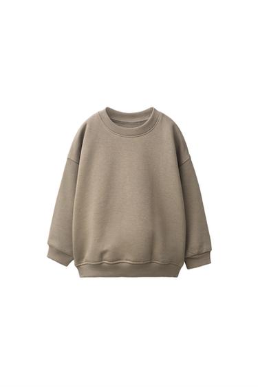 RIB PLAIN SWEATSHIRT - Brown / Taupe by Zara