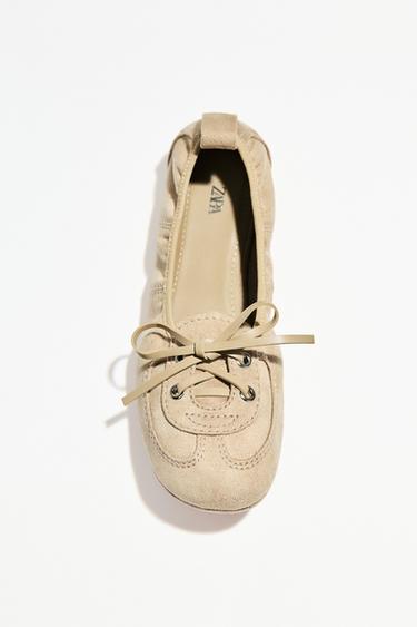LACE-UP BALLERINAS - Sand Brown by Zara