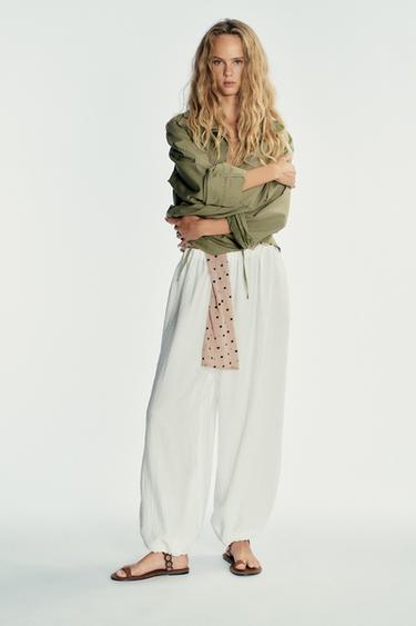 FLOWING BALLOON TROUSERS - Oyster-white by Zara