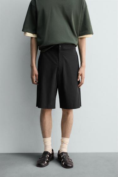 RELAXED FIT TECHNICAL BERMUDA SHORTS - Black by Zara