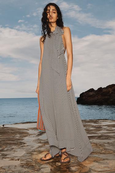 LIMITED EDITION STRIPED HALTER DRESS - Ecru / Black by Zara