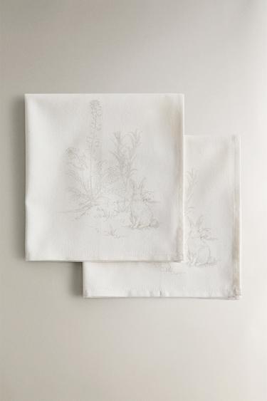 PACK OF PRINTED COTTON NAPKINS (PACK OF 2) - Ecru by Zara