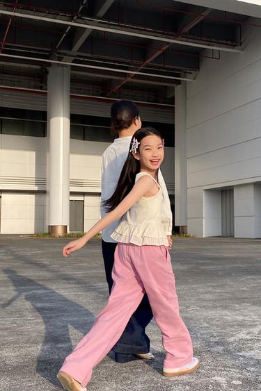 LINEN BLEND WIDE-LEG TROUSERS - Pink by Zara