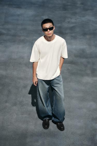 BOXY FIT HEAVYWEIGHT T-SHIRT - Oyster-white by Zara
