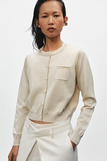 DOUBLE-LAYER KNIT JACKET - Dark camel by Zara