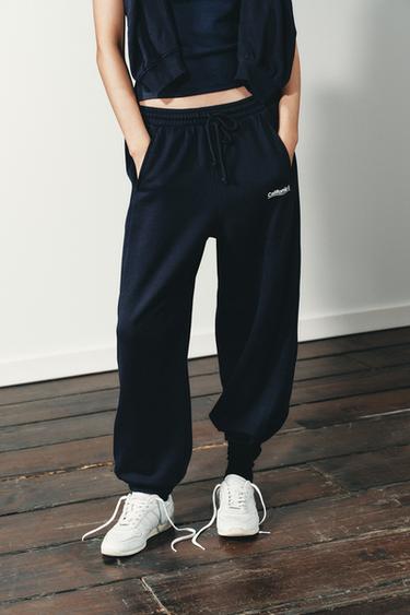 TEXT JOGGING TROUSERS - Blue by Zara
