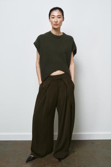 OVERSIZED WOOL WAISTCOAT WITH ASYMMETRIC HEM - Green by Zara