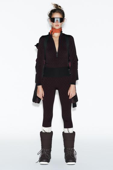 JACQUARD SEAMLESS SKI COLLECTION LEGGINGS - Burgundy by Zara