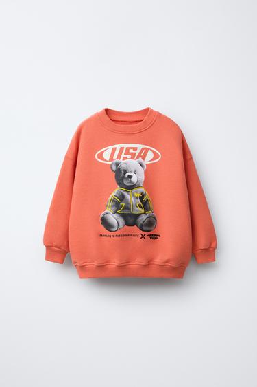 BEAR SWEATSHIRT - Orange by Zara