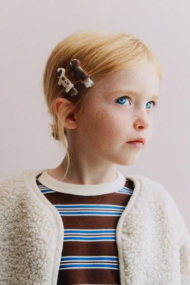 3-PACK OF DOG HAIR SLIDES WITH FLOCKING - Brown by Zara