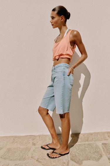 Z1975 MID-WAIST DENIM BERMUDA SHORTS - Mid-blue by Zara
