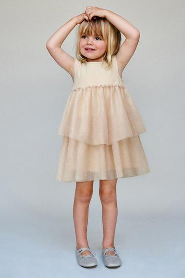 CONTRAST TULLE SHIMMER DRESS - Cava by Zara