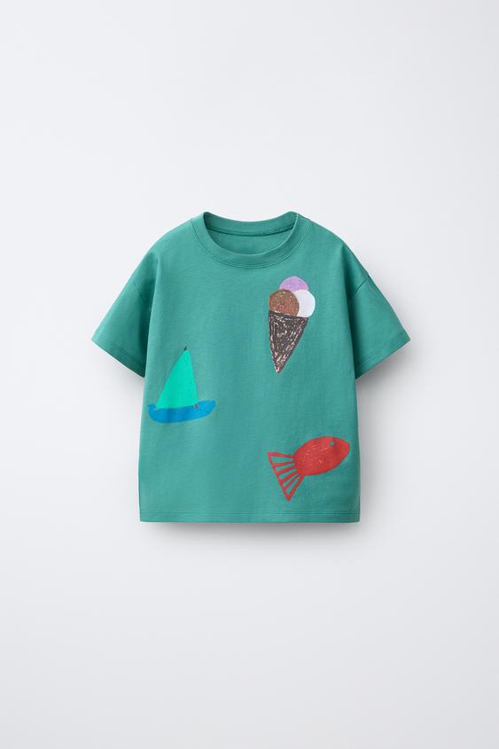 ICE CREAM AND SAILING BOATS T-SHIRT ISABELLE VANDEPLASSCHE © - Green by Zara - Image 0