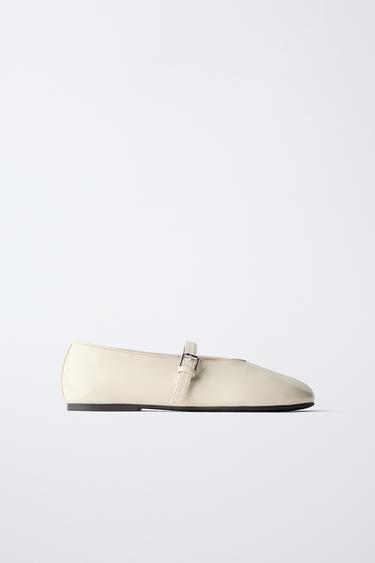 PATENT BALLET FLATS - Ecru White by Zara - Image 0