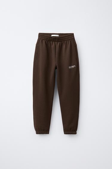 TEXT JOGGERS - Chocolate by Zara