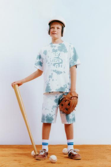 TIE-DYE JOGGING BERMUDA SHORTS - Blue/White by Zara