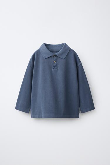 PLAIN PIQUÉ POLO SHIRT - Faded navy by Zara