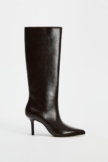 STILETTO HEEL BOOTS - Brown by Zara