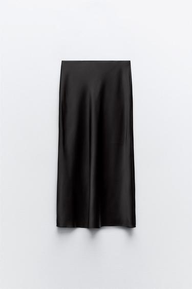 SATIN MIDI SKIRT - Black by Zara