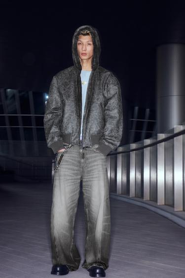 REVERSIBLE FAUX LEATHER BOMBER JACKET - Anthracite Grey by Zara