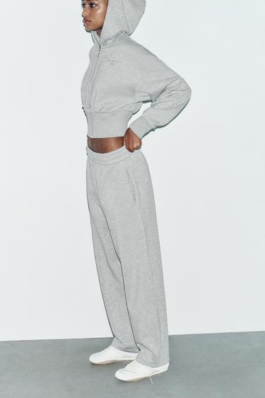 METALLIC THREAD FLEECE TROUSERS - Grey marl by Zara