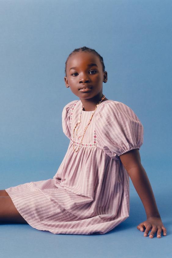 STRIPED DRESS WITH TRIM - Pink by Zara - Image 0