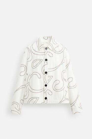 CONTRAST EMBROIDERY OVERSHIRT - White by Zara