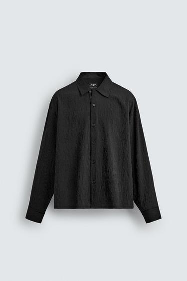 STRIPED FLOWING SHIRT - Black by Zara