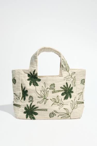 EMBROIDERED FABRIC TOTE BAG - Ecru by Zara