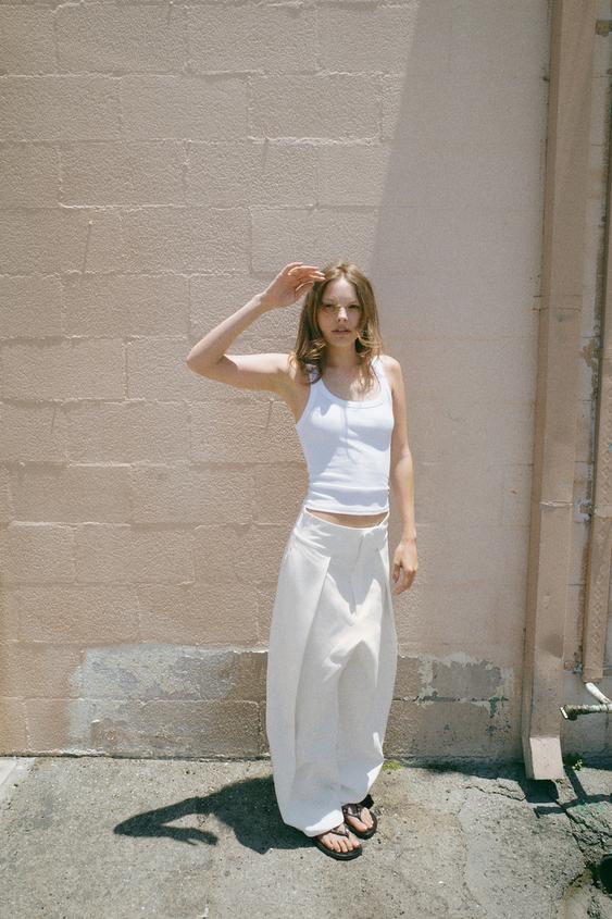 PLEATED BALLOON TROUSERS - Ecru by Zara - Image 0