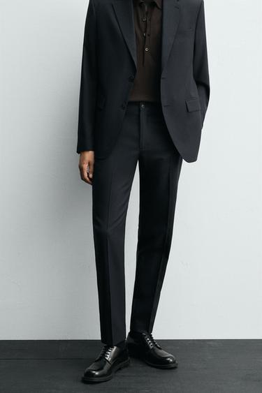 HOUNDSTOOTH SUIT TROUSERS - Navy blue by Zara