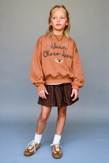 EMBROIDERED SLOGAN SWEATSHIRT - Brick by Zara