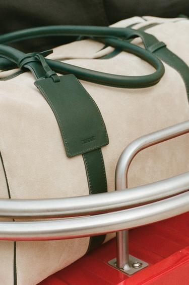 LEATHER TRAVEL BAG - Beige / Green by Zara