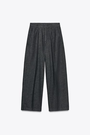 ZW COLLECTION DENIM TROUSERS WITH DARTS - Blue by Zara