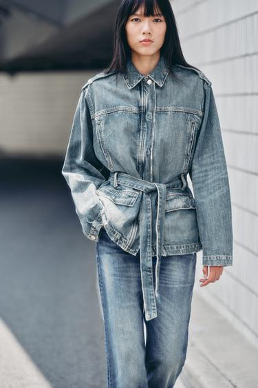 TRF LONG DENIM JACKET - Blue by Zara