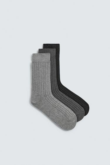 3-PACK OF RIBBED SOCKS - Grey by Zara