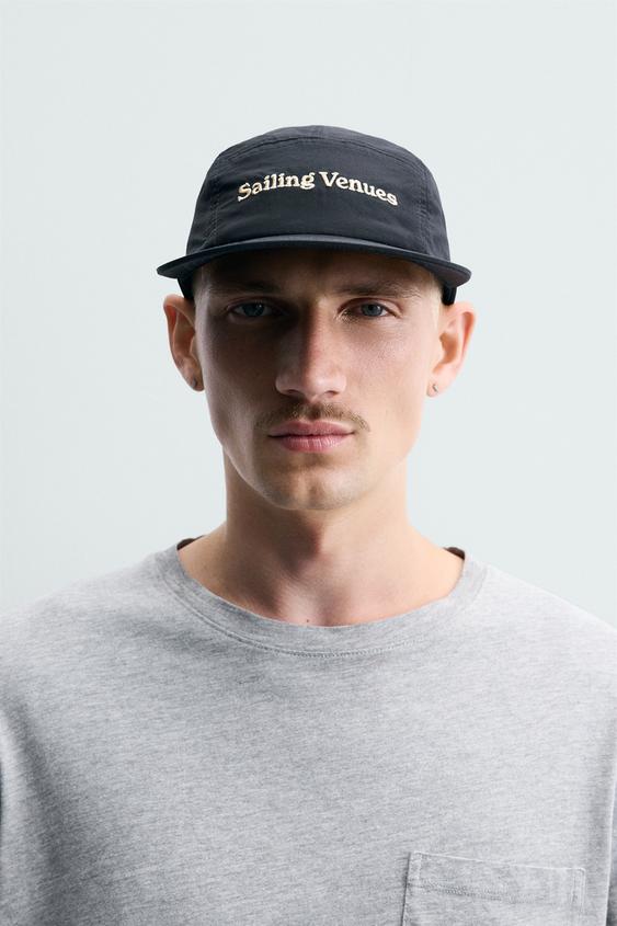 EMBROIDERED FLAT PEAK CAP - Navy blue by Zara - Image 0