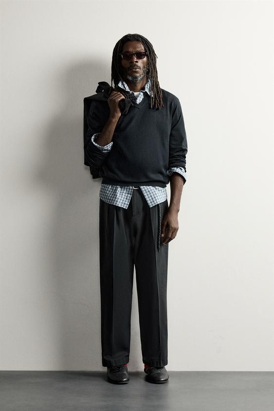 AARON LEVINE X ZARA PLEATED CHINO TROUSERS - Black by Zara - Image 0